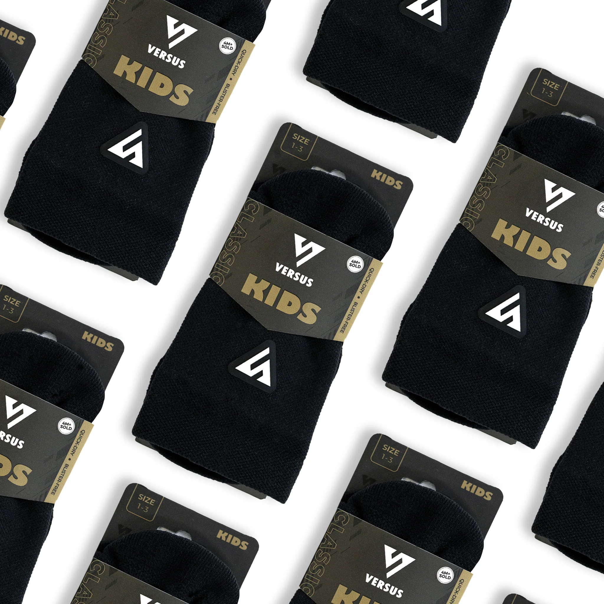 Classic Black KIDS Active Crew Tab Socks - Image 5
