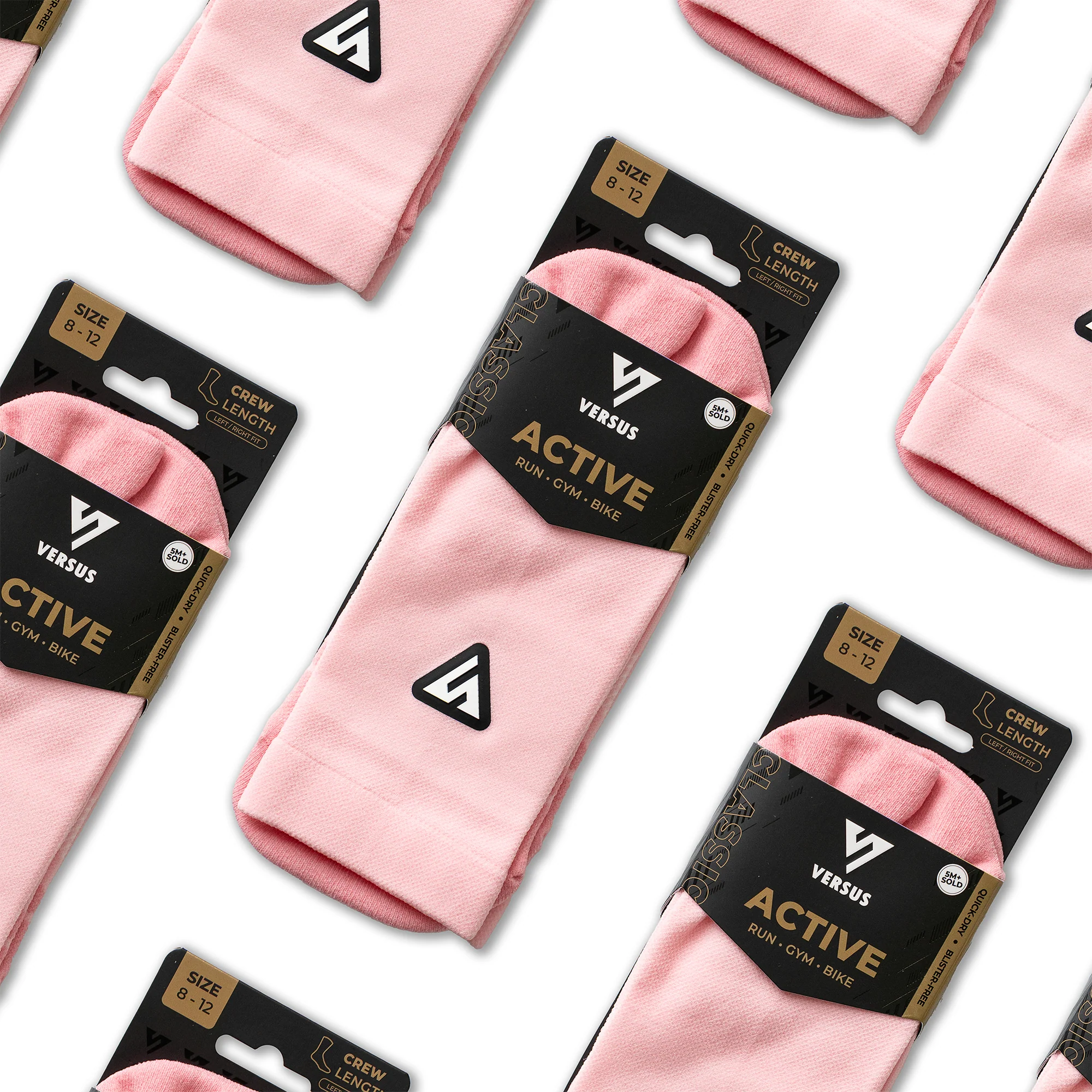 Classic Pastel Pink Active Crew Tab Socks - Image 6