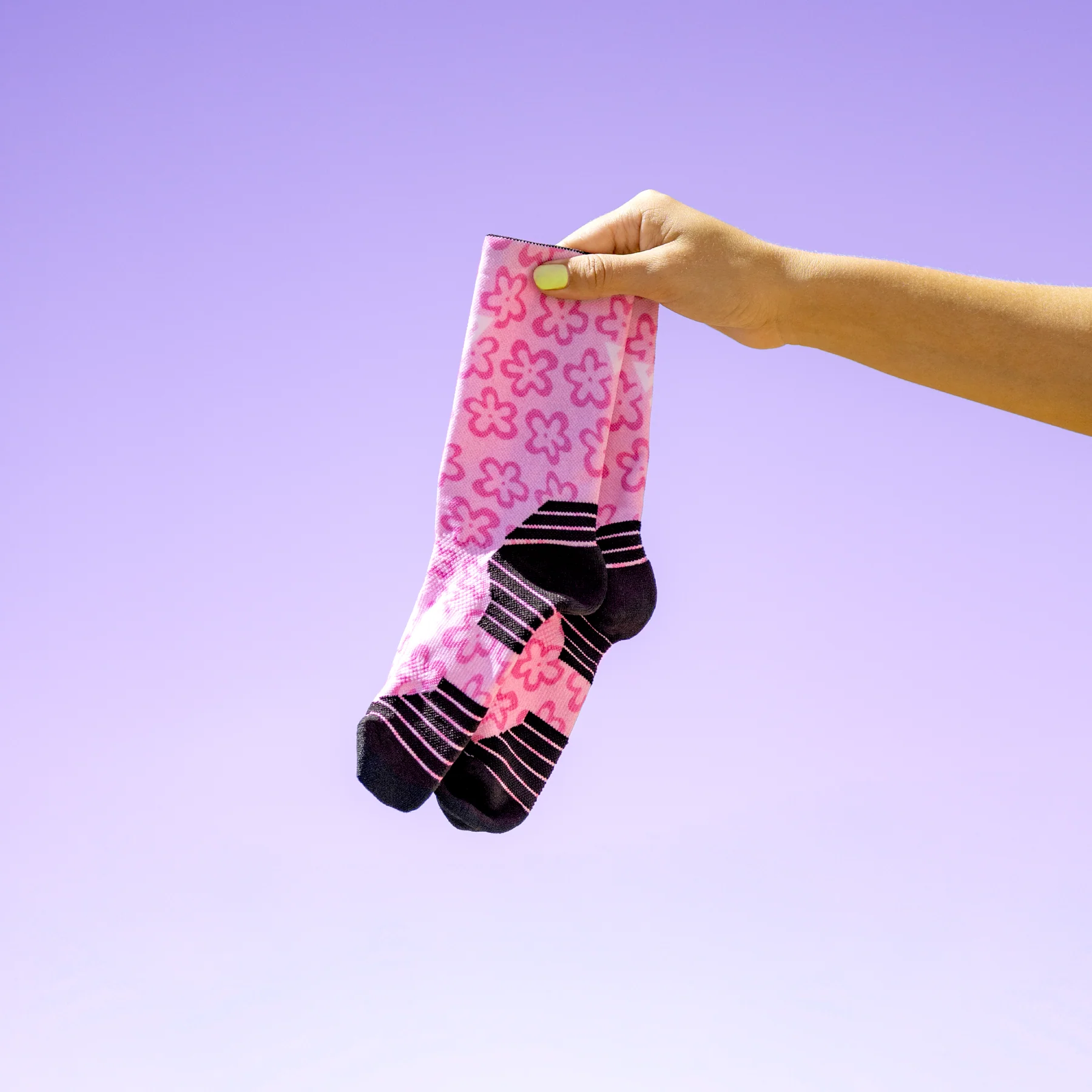 Pink Flower Power KIDS Active Crew Socks - Image 3