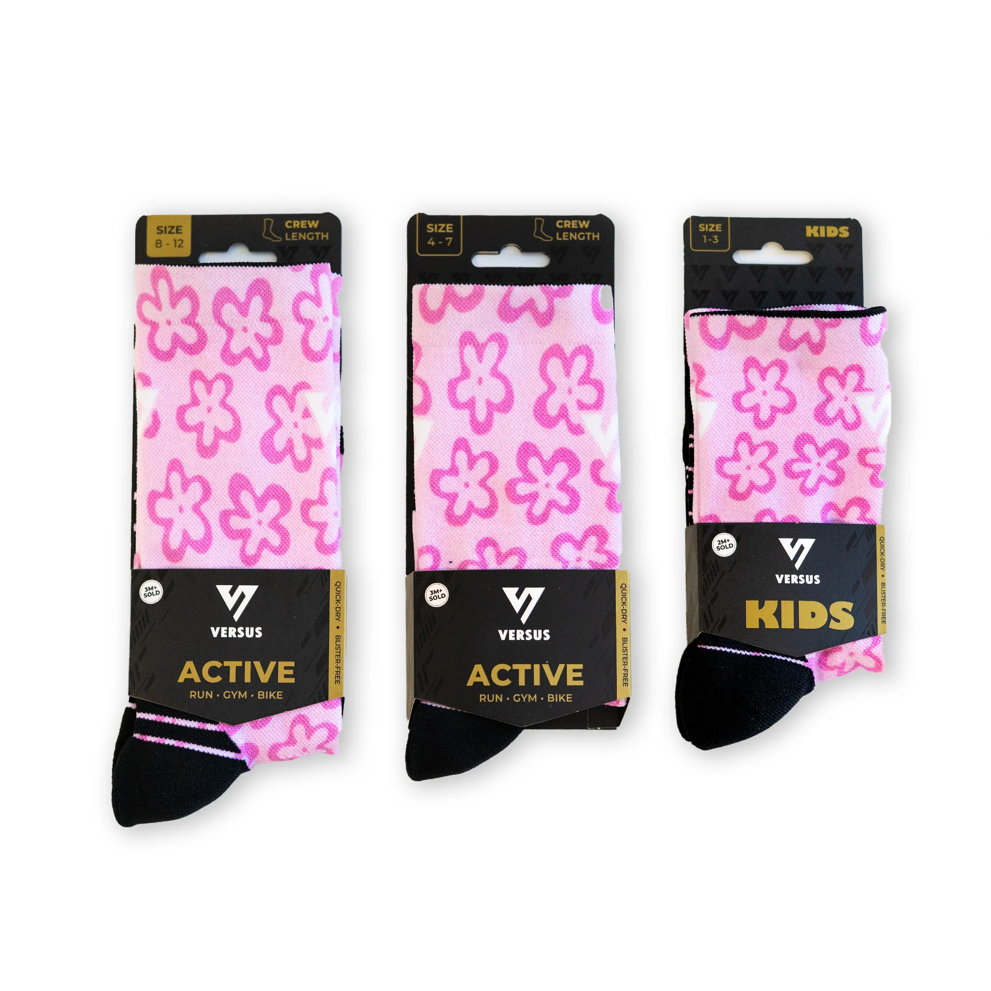 Pink Flower Power KIDS Active Crew Socks - Image 8