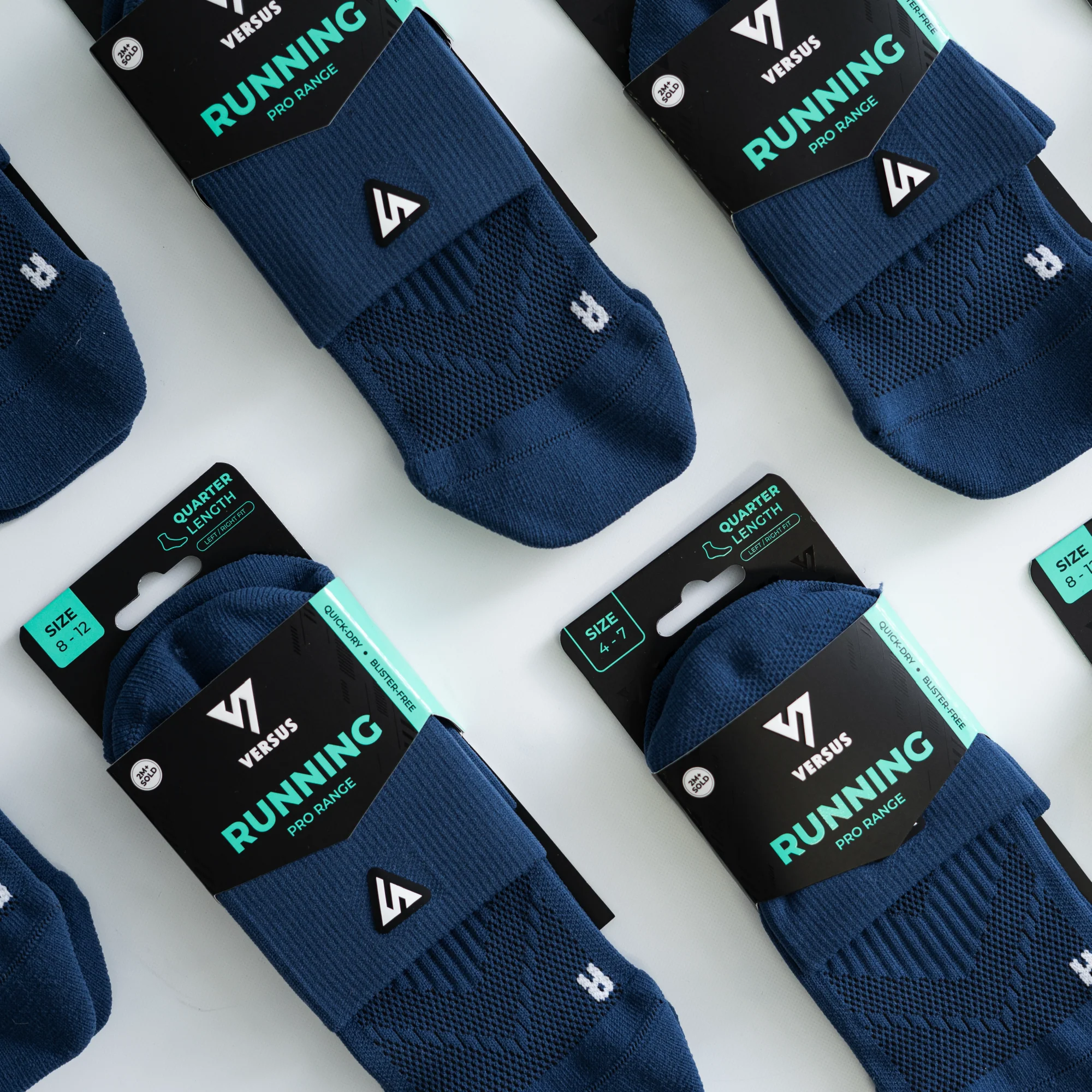 Space Blue Running Quarter Socks - Image 5